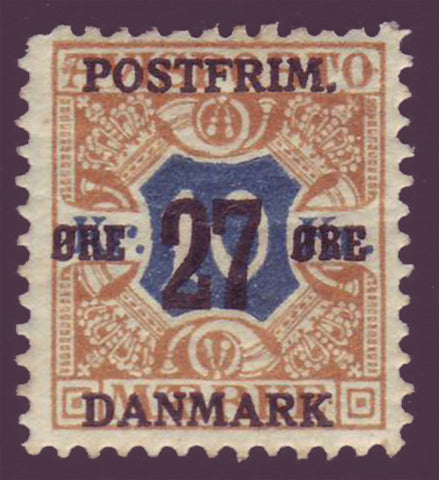 DE01445 Denmark Scott # 144 F-VF MH, Surcharged Newspaper Stamp 1918