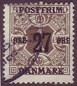 DE01455 Denmark Scott # 145 F Used, Surcharged Newspaper Stamp 1918
