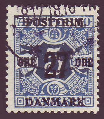 DE01465 Denmark Scott # 146 F-VF Used. Surcharged Newspaper Stamp 1918