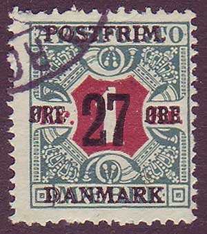 DE01545 Denmark Scott # 154 F Used. Surcharged Newspaper Stamp 1918