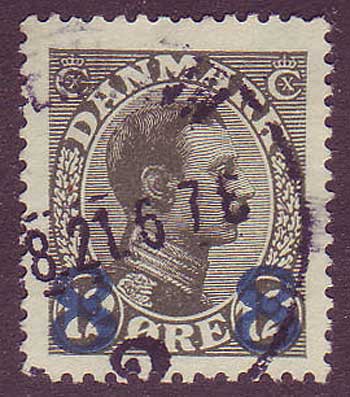 DE01625 Denmark Scott # 162 VF Used,  Overprint in Blue 1921-22