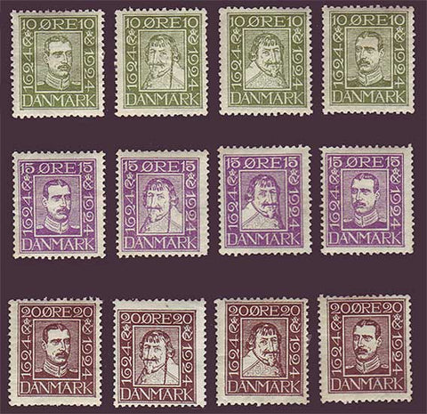 DE0164-752 Denmark Scott # 164-75 MH, Danish Postal Service 1924