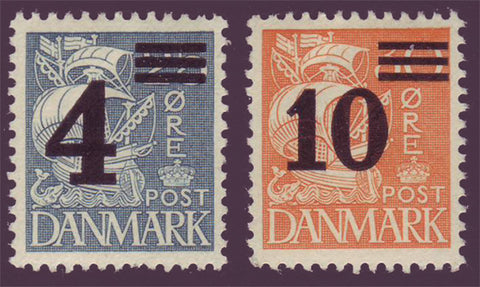 DE0244-451 Denmark Scott # 244-45 MNH**.  Overprints on Caravel type 1934