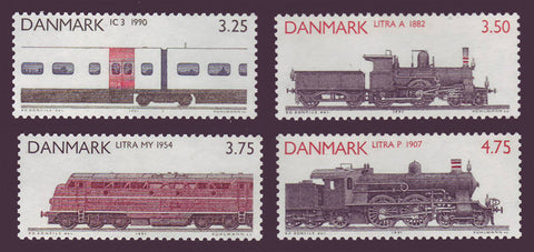 DE0932-351 Denmark       Scott # 932-35 MNH, Locomotives 1991