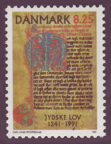 DE09381 Denmark       Scott # 938 MNH, Medieval Document 1991