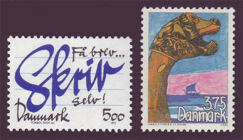 DE0990-911 Denmark       Scott # 990-91 MNH,          Writing and Drawing 1993