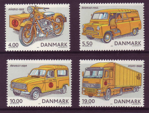 DE1230-331 Denmark Scott # 1230-33  MNH, Historic Postal Vehicles 2002