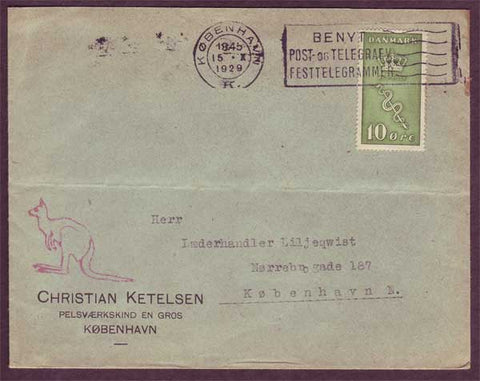 DE5062PH Denmark       Business mail with Kangaroo Cachet 1925