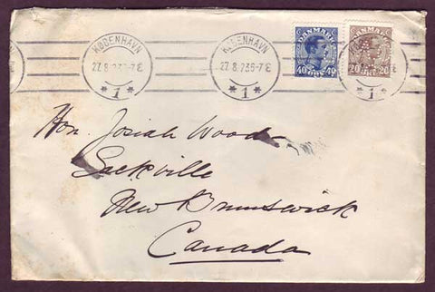 DE5080PH Denmark Letter to Canada with Perfins 1923