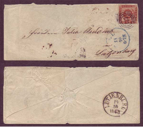 DE5083abPH Denmark,      Small  Envelope to Germany 1863