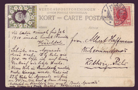 DE8006.1 Denmark 1909 Christmas  on  postcard.