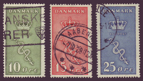 DEB03-055 Denmark Scott # B3-B5 VF Used, Danish Cancer Society 1929