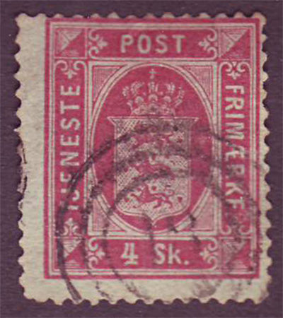 DEO02 Denmark Scott # O2 F Used, Official Stamp 1871