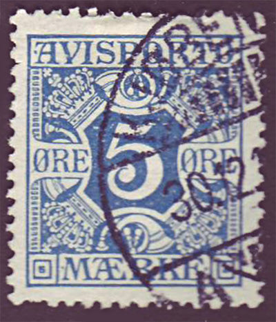 DEP125 Denmark Scott # P12 VF used, Newspaper stamps 1914-15