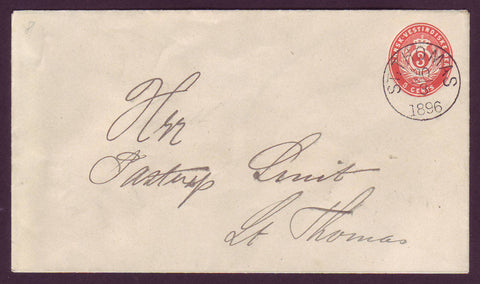 DWI5016 Danish West Indies Postal Stationery Envelope, VF Used.
