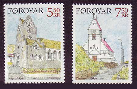 FA0449-50 Faroe Is. Scott # 449-50 MNH, Churches 2004