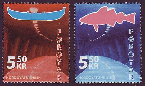 FA0473-74 Faroe Is. Scott # 473-74 MNH, Norðoya Tunnel 2006