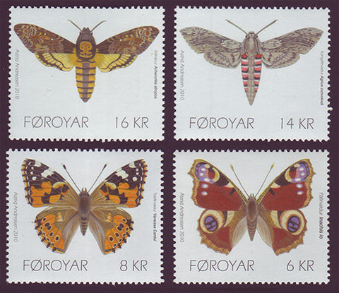 FA0529-32 Faroe Is.                   Scott # 529-32 MNH        Butterflies and Moths 2010