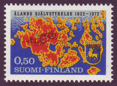FI05161 Finland Scott # 516 VF MNH, Map and Arms of Åland 1972