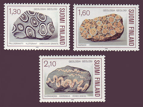 FI0732-341 Finland Scott # 732-34 VF MNH, Minerals 1986