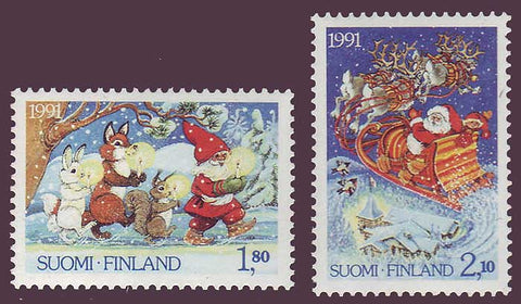FI0874-751 Finland Scott # 874-75 VF MNH, Christmas 1991