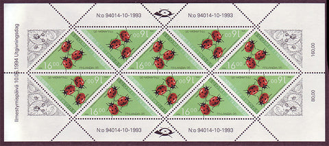 FI0940a2 Finland Scott # 940a sheet MNH, Ladybugs 1994