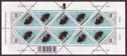 FI1009a2 Finland Scott # 1009a MH  sheet, Beetles 1994