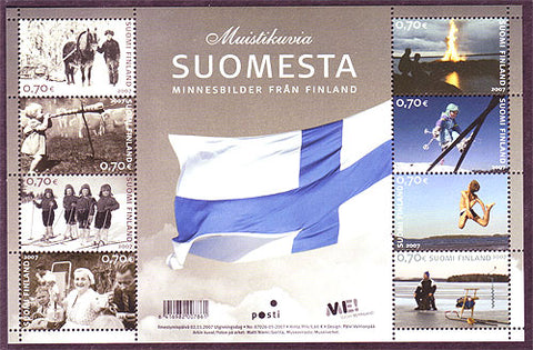 Sheet of 8 postage stamps showing Finnish people at work and play. 