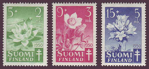 FIB101-031 Finland Scott # B101-03 VF MNH, Flowers 1950