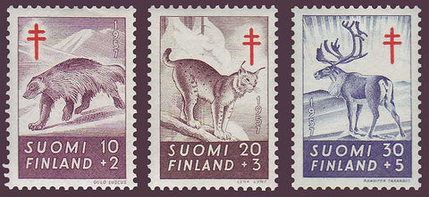 FIB142-441 Finland Scott # B142-44 VF MNH, Mammals 1957