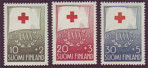 FIB145-472 Finland Scott # B145-47 VF MH, Red Cross Flag 1957