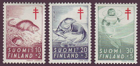 FIB160-621 Finland Scott # B160-62 VF MNH, Mammals 1961