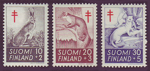 FIB163-65 Finland Scott # B160-62 VF MH, Mammals 1962