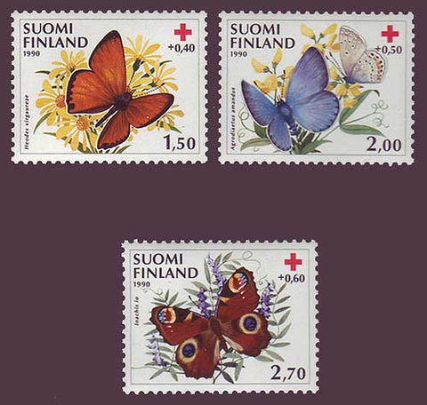 FIB241-43 Finland Scott # B241-43 VF MNH, Butterflies II - Red Cross 1986
