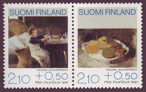 FIB2441 Finland Scott # B244 pair VF MNH, Paintings 1991