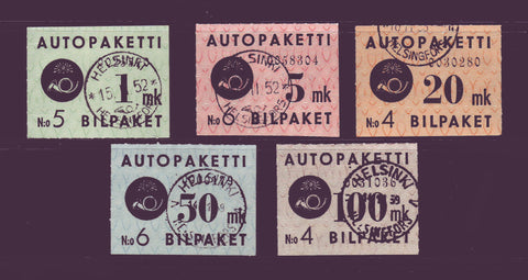 FIQ01-05 Finland Scott Q1-Q5 Used, Parcel Post 1949-50