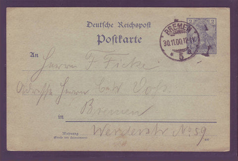 GE004 Germany Postal Stationery Card 1900