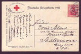 GE013 Germany  Military / Red Cross Postcard to USA 1914