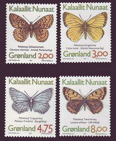 GR0315-181 Greenland Scott # 315-18 VF MNH, Butterflies 1997