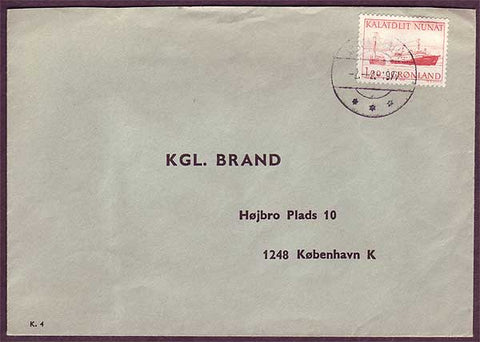 GR5014 Greenland Business return envelope to Denmark 1977
