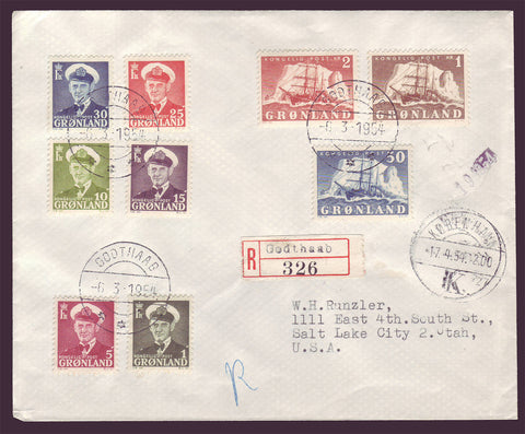 GR5074 Greenland Registered Cover to USA 1954