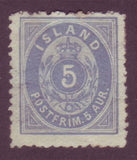IC00082 Iceland Scott # 8 MH, scarce perf. 12.5 with certificate 1876