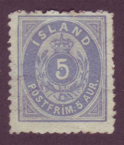 IC00082 Iceland Scott # 8 MH, scarce perf. 12.5 with certificate 1876