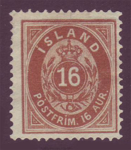 IC0012 Iceland Scott # 12, 16a Ring Stamp, F NG 1876