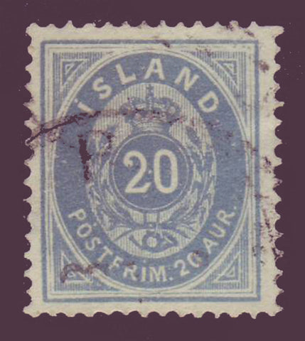 IC0017.1 Iceland Scott # 17 VF Used (blue) 1882