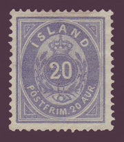 Iceland 1900 Official Stamp, 10 Aurar Blue