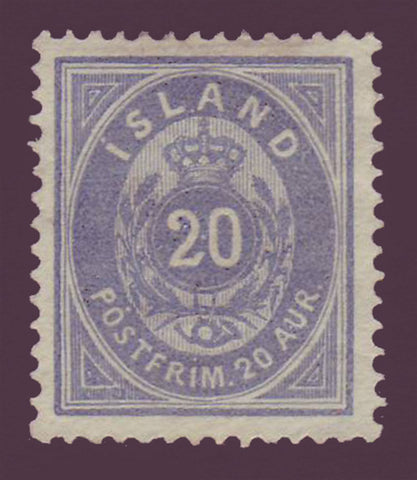 IC0017b.1 Iceland Scott # 17b (grey blue)  NG  1891