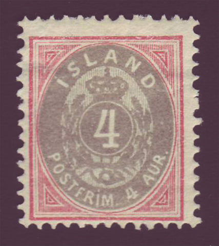 IC0023 Iceland Scott # 23, 4a Ring stamp F MH - 1899