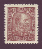 IC0039 Iceland Scott # 39, 16a Christian IX, VF MNH** 1902
