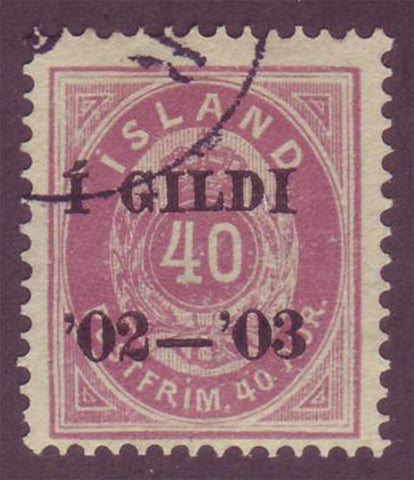 IC00585 Iceland Scott # 58 used 1902-03 overprint